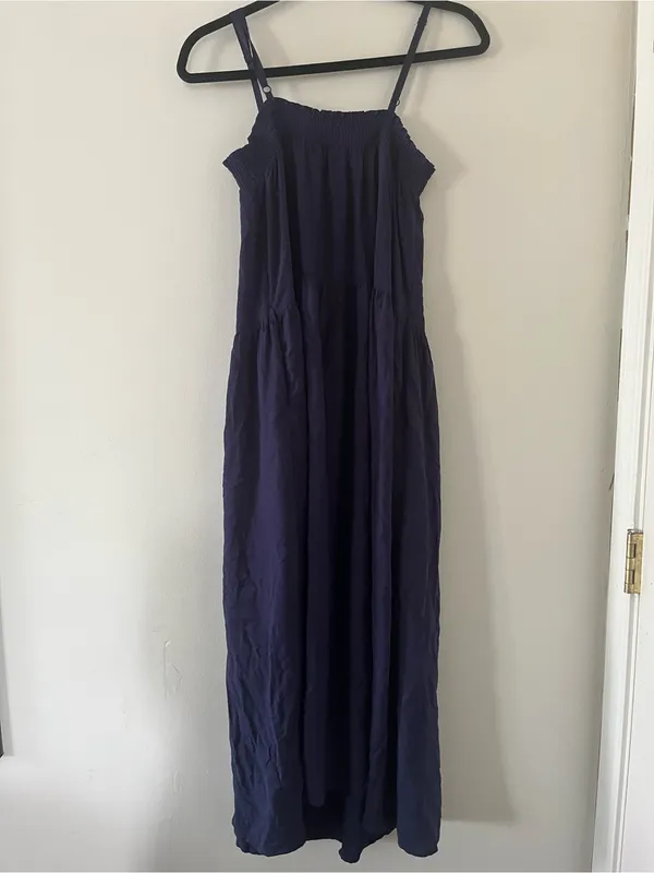Old Navy Blue Airy Smocked Maxi Dress Small Beach Resort Vacation Euro Summer - Image 6