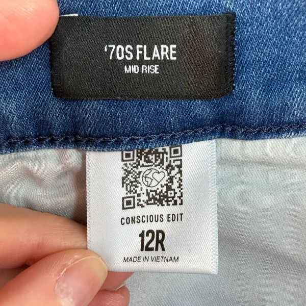 Express‎ 12 Jeans 70s Flare Mid Rise Conscious Edit Medium Wash Blue Boho Retro - Image 9