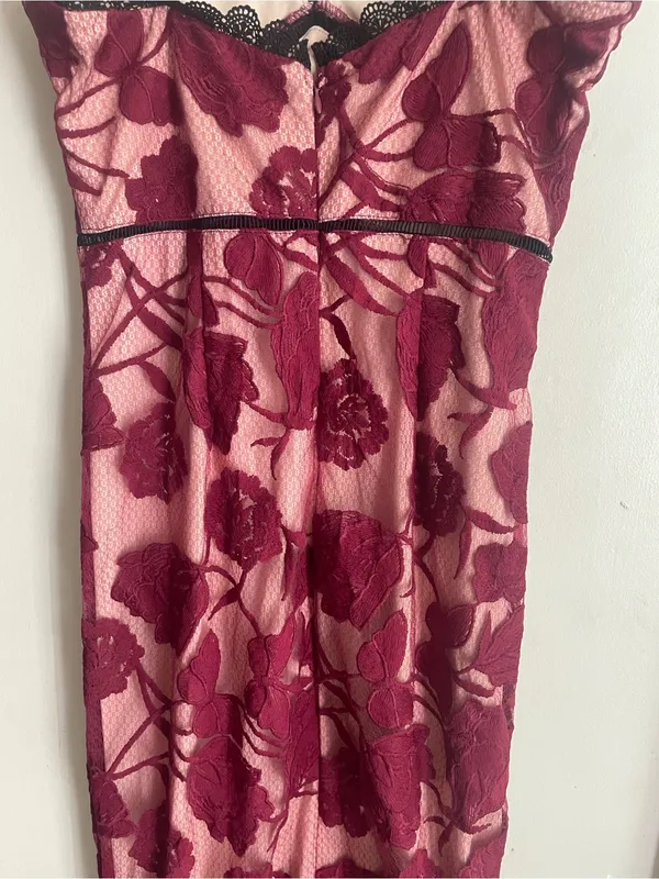 Lulus Alluring Dream Burgundy Floral Mesh Lace Trumpet Midi Dress - Image 10