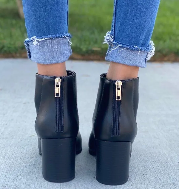 Black vegan Leather Ankle Bootie Size 8 - Image 4