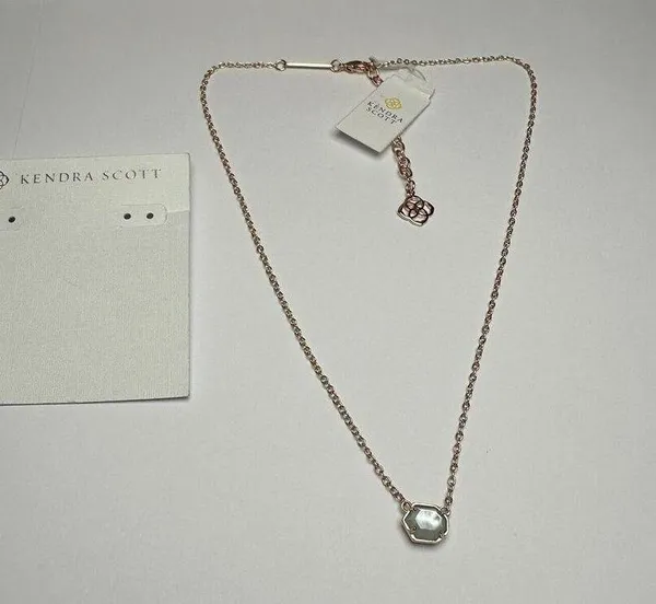 Kendra Scott Mabel Light Blue Rose Gold Tone Necklace Adjustable Length NWT - Image 4