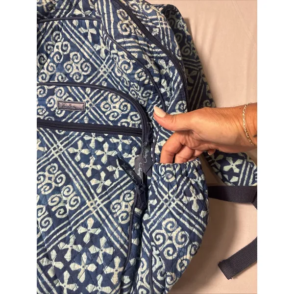 Vera Bradley Cuban Tiles Campus Tech Backpack RETIRED Blue Laptop Compartment - Image 4