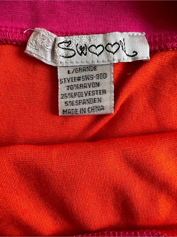 Striped Pink and Orange Women's Mini Skirt - Image 2