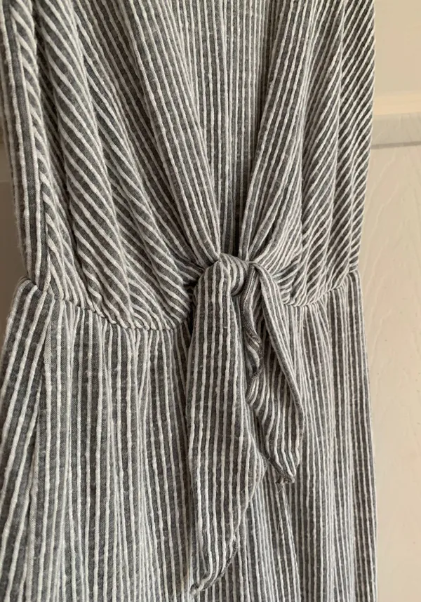 Striped Soft Ribbed Jumpsuit Gray - Image 5
