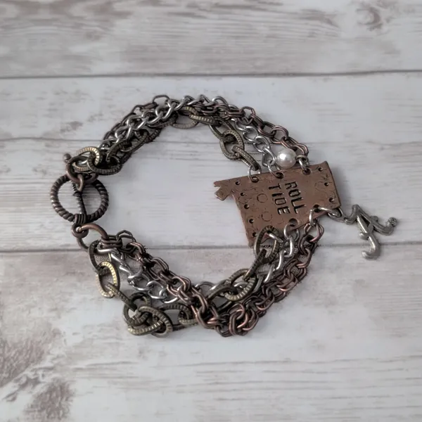 Roll Tide Alabama Mixed Metal Bracelet Bangle - Image 2