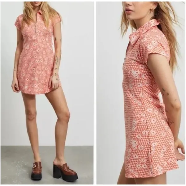 NEW Urban Outfitters Arlo Zip A-Line Mini Dress Women's Size XS Orange Y2K‎ - Image 8