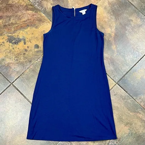 Tommy Bahama Blue Sleeveless Sheath Dress Medium - Image 3