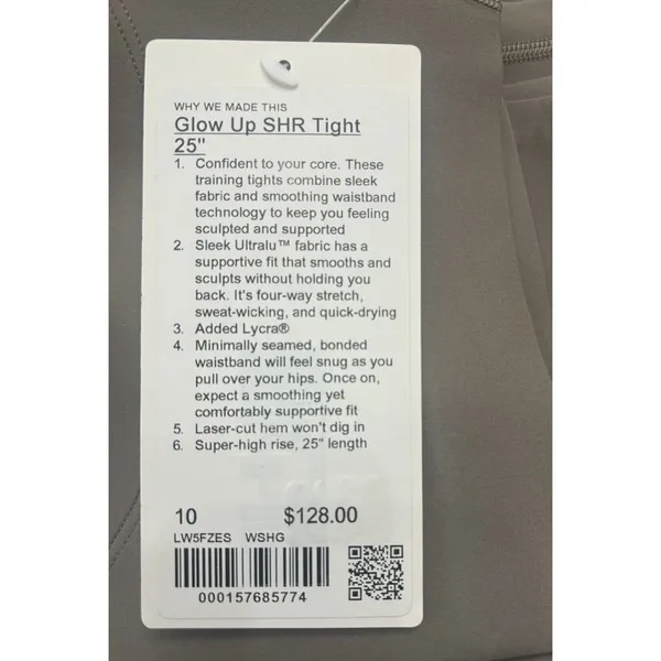 Lululemon Glow Up SHR Tight 25" Warm Ash Grey Women's Size 10 Legging Sport NEW - Image 7