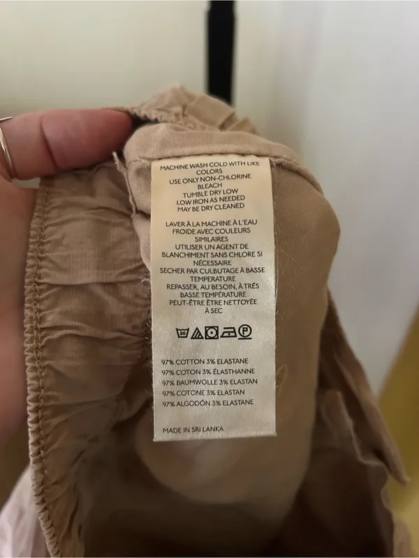 Anthropologie Pilcro Utility Shorts Bubble Hem Elastic Waist Tan Khaki Large‎ - Image 5