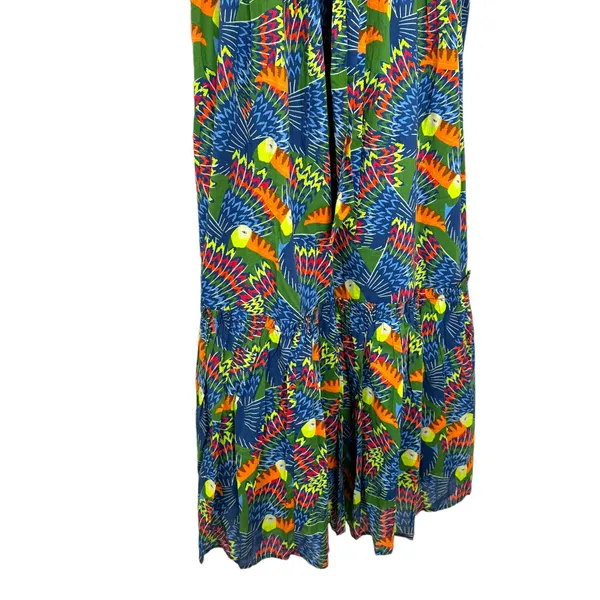 NWT Farm Rio Tropical Print Midi Dress Ruffle Bust Spaghetti Strap Size Small - Image 2