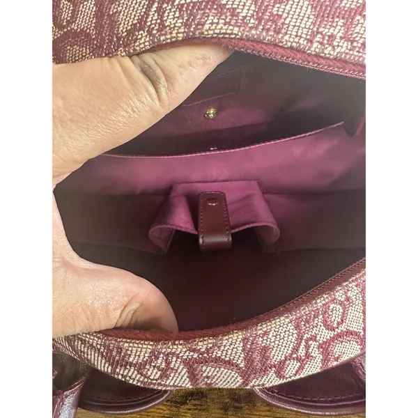 Christian Dior Double Saddle Trotter Satchel Bag Bordeaux Monogram Italy Lock - Image 3