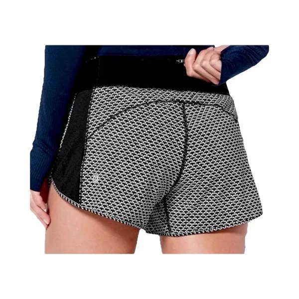 Lululemon Real Quick Running Shorts Monochromic Black Size 10 Lined - Image 3