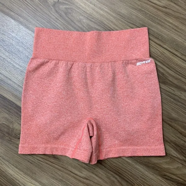 Bo+Tee Sz L Bike Shorts Oh Polly No Limits Seamless High Waisted Orange‎ Women's - Image 4