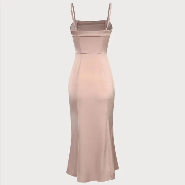 RIHOAS The Pink Bodycon Satin Cami Midi Dress 77 - Image 7