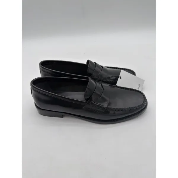 MNG Mango Luisa 100% Black Leather Preppy Penny Loafers Minimalist EU 39 US 8.5 - Image 2