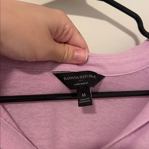 Banana Republic Linen Blend Collared Lightweight Boho Shirt Size Medium Purple - Image 2