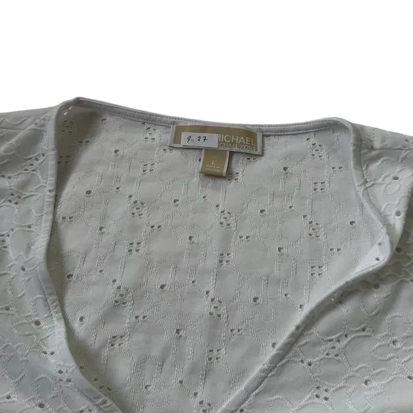 Michael Kors White Eyelet Shirt Women Top Size Large | 4-27 - Image 3