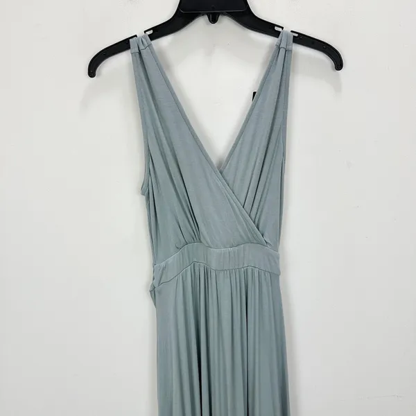 Lulus Surplice Stretch Jersey Knit Maxi Dress Side Slit Dusty Mint Medium NWT - Image 6
