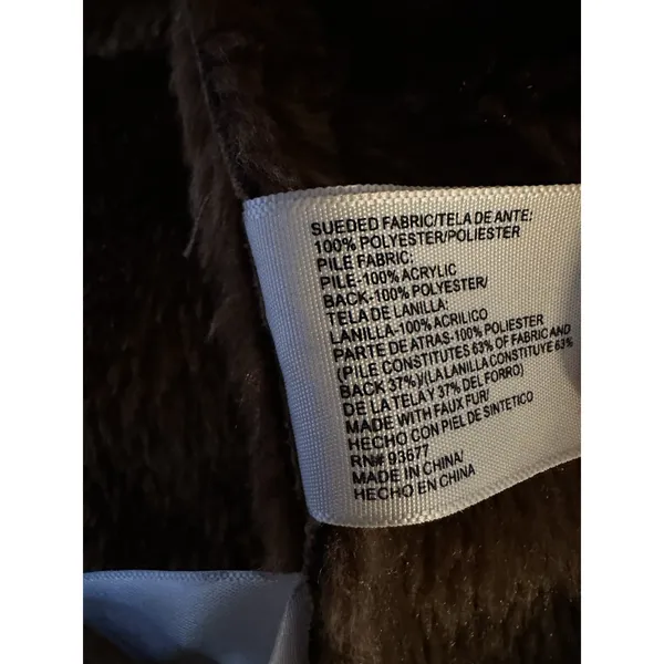 St. John’s Bay Faux Suede/Fur Coat Brown Midi Jacket Size1X Hooded Button Close - Image 5