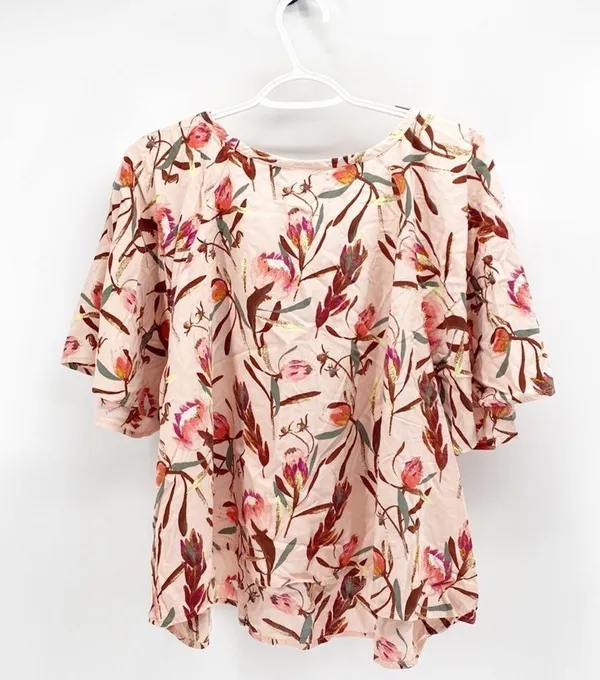 Ava & Viv peach pink floral summer peasant top - Image 7