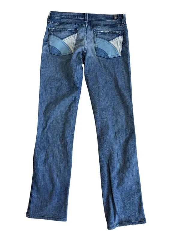 7 FOR ALL MANKIND Straight Peg Blue Pocketed Jeans Size 26 - Image 7