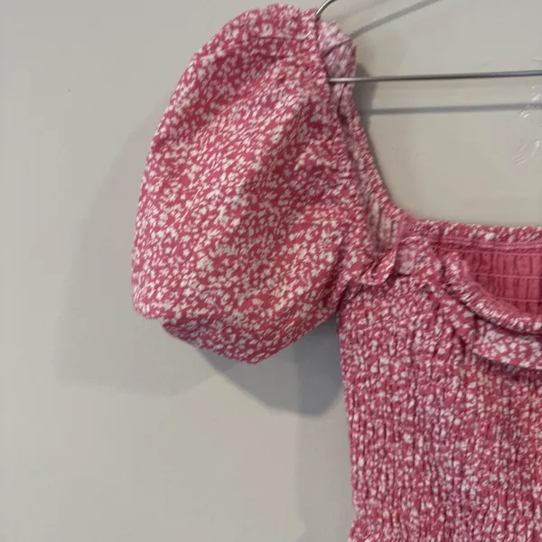 Abercrombie & Fitch Pink Ditsy Floral Smocked Puff Sleeve Mini Dress XXS 2818 - Image 5