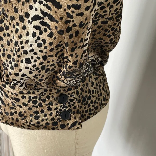 Vintage Leopard Print Blouse Animal Pattern Top Chic Street Style M/L - Image 9