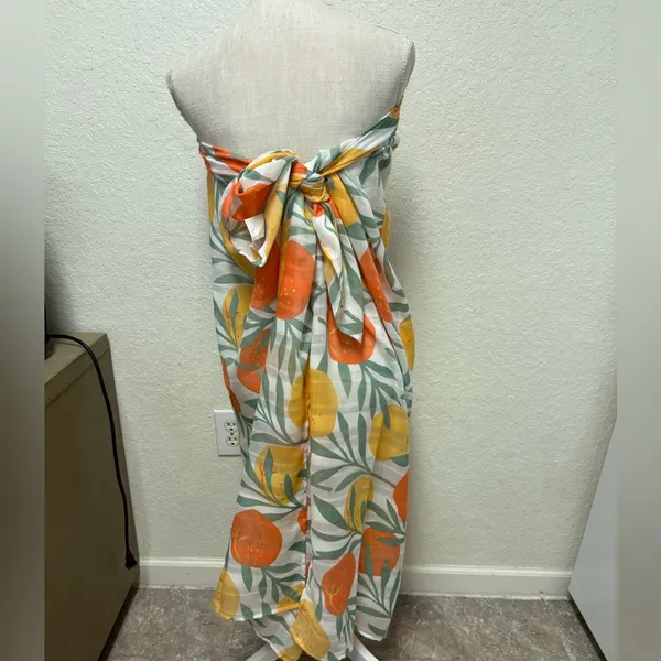 Orange 🍊 Citrus Patterned Scarf Sarong Wrap - Image 3