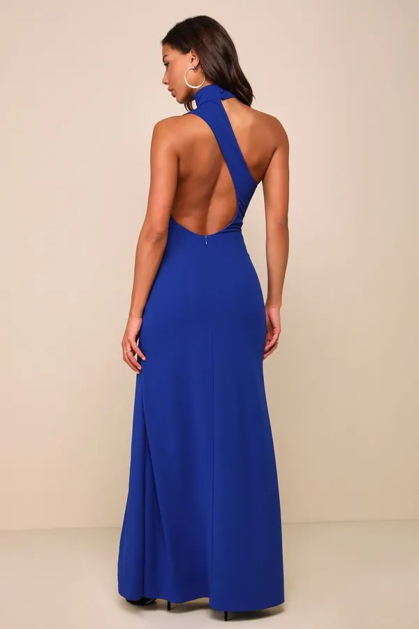 Lulus Asymmetrical Cutout Halter Maxi Dress - Image 2