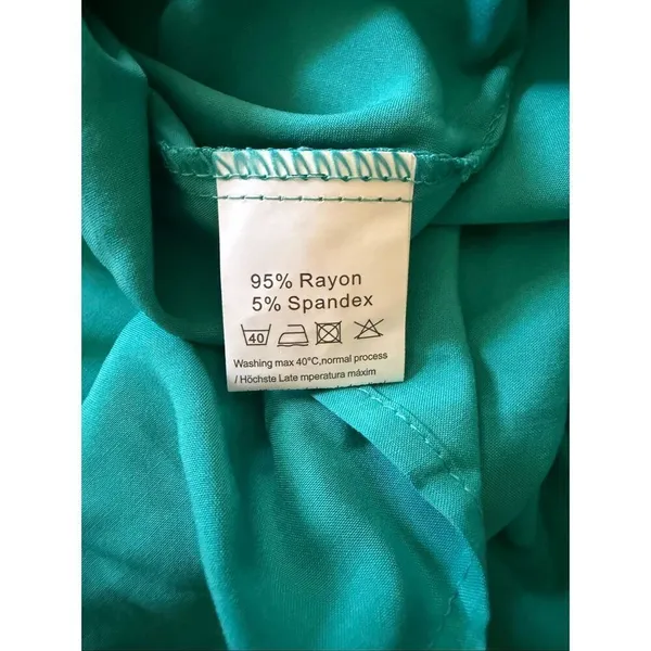 NWT Ekouaer Teal Button Front Long Sleeve Shirt Dress Size XL - Image 7