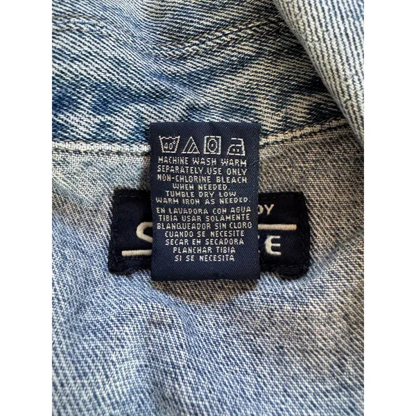 Vintage Y2K Stephen Hardy for Squeeze 100% Cotton Medium Wash Denim Jacket - Image 9