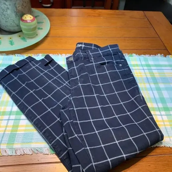 Ann Taylor LOFT Navy White Windowpane Plaid “Modern Ankle Skinny” Jeans Sz 25/0 - Image 5