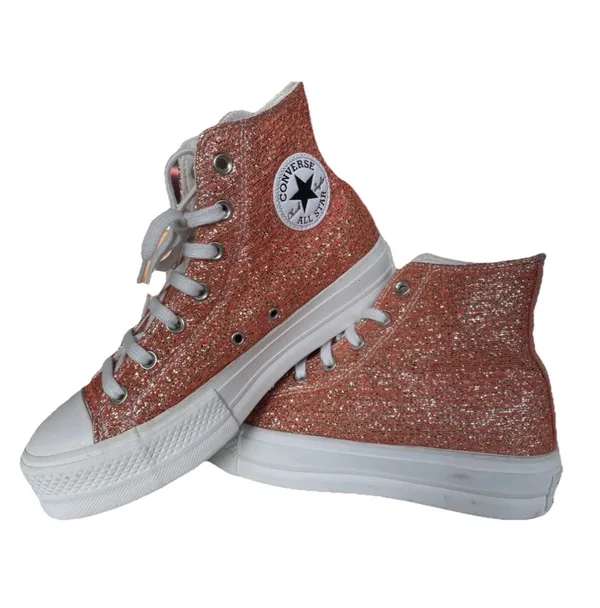 Converse Women’s Sneaker Chuck Taylor Lift Platform Hi Gold Shimmer US8.5 - Image 3