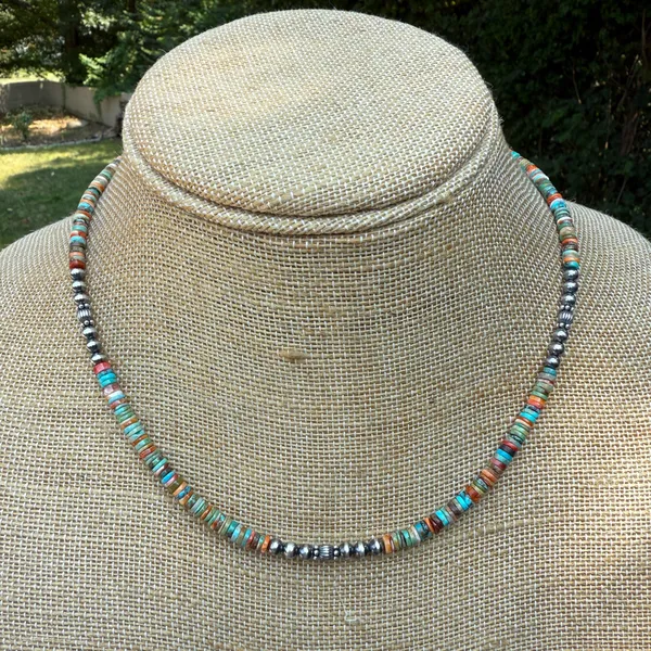 18” Navajo Style Sterling Silver Pearls Necklace - Image 7