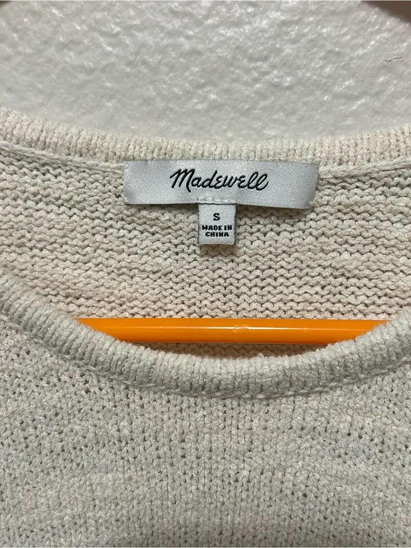 Madewell Kimble Stripe Sleeve Sweater Size Small Red Cream Minimalist Coastal - Image 5