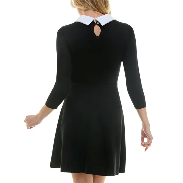 NWT BCX Juniors Pearl-Collar 3/4 Sleeve Dress 1104M8M Black XS - Image 2