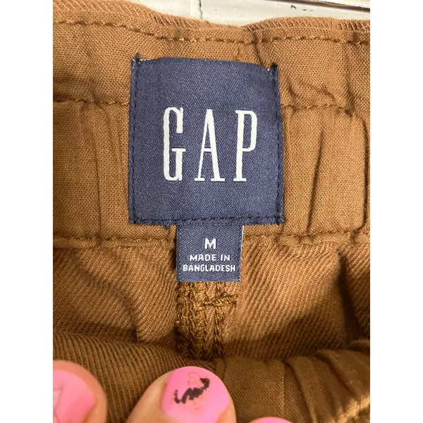 Gap‎ Wide Leg Pants Womens M Brown Excellent Cotton Lyocell Paperbag Waist - Image 3