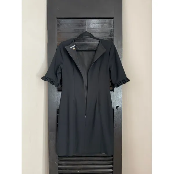 Karl Lagerfeld Paris Black Sheath Dress Pearl Sleeve Size 4 - Image 5