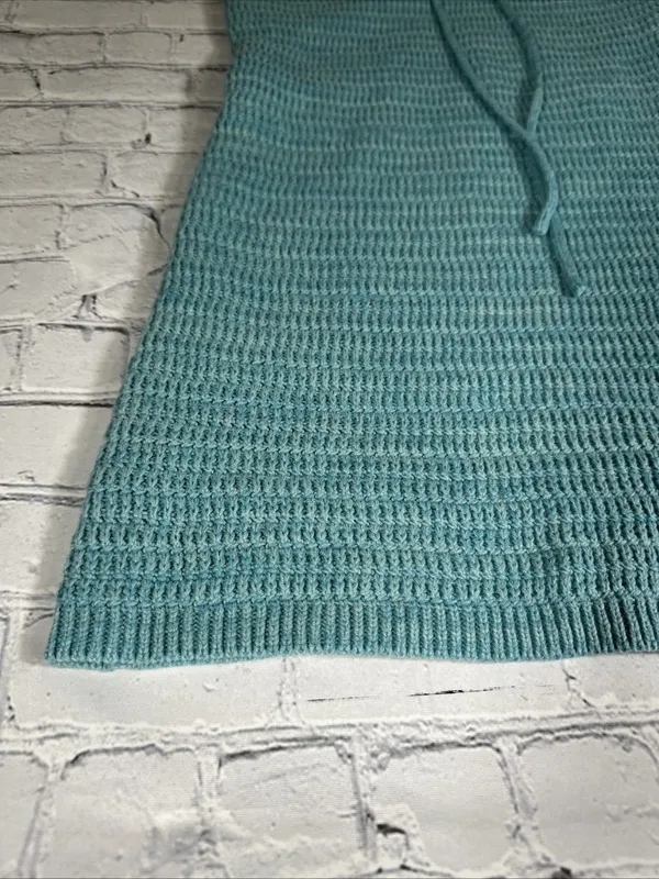 Olive + Oak Sz M Crochet Knit Mini Dress Marled Turquoise Tie Front Lined NWT - Image 13