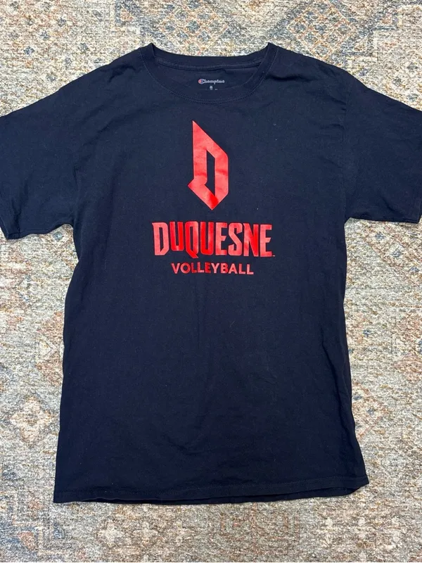 Columbia Black Tee with Red Duquesne Volleyball Graphic - Image 2