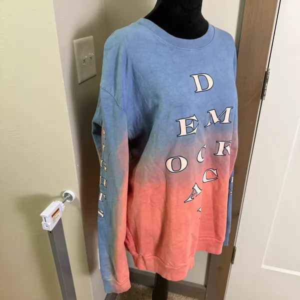 Willy Chavarria Democracy Crewneck Tie Dye Pullover Red Blue Womens‎ Rights - Image 2