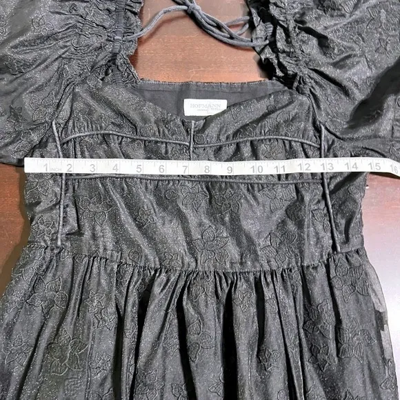 Hofmann‎ Copenhagen Isabella Black Floral Organza Puff Sleeve Dress 40 A/B Cup - Image 12