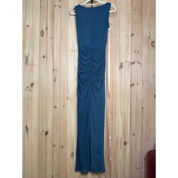 NWT Lulus Aveline Dark Slate Jersey Knit Ruched Bodycon Maxi Dress Bridesmaid S - Image 5
