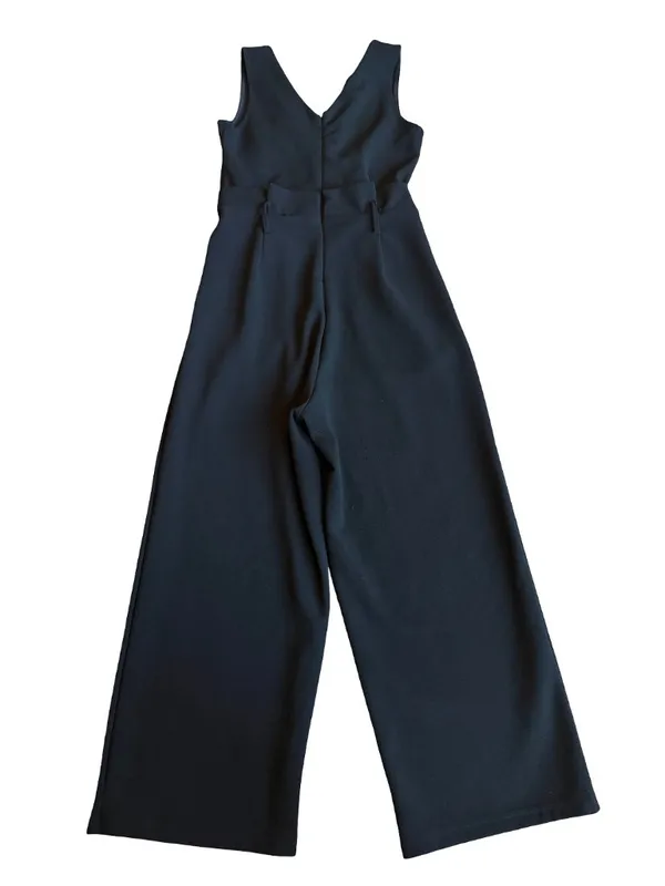 Anthropologie Black Sleeveless Jumpsuit Black Wide Leg Dress Up Down SIze Small - Image 7