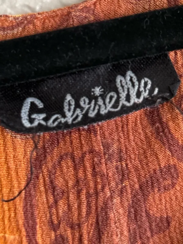 Vintage Gabrielle Orange Brown Paisley Sleeveless Maxi Dress Bohemian Fall Artsy - Image 4