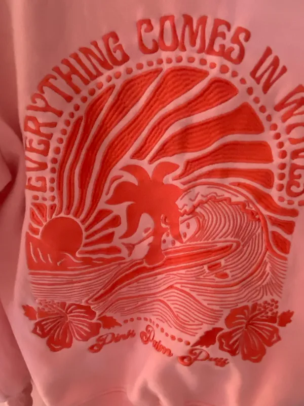 Pink Palm Puff Hoodie pink - Image 4