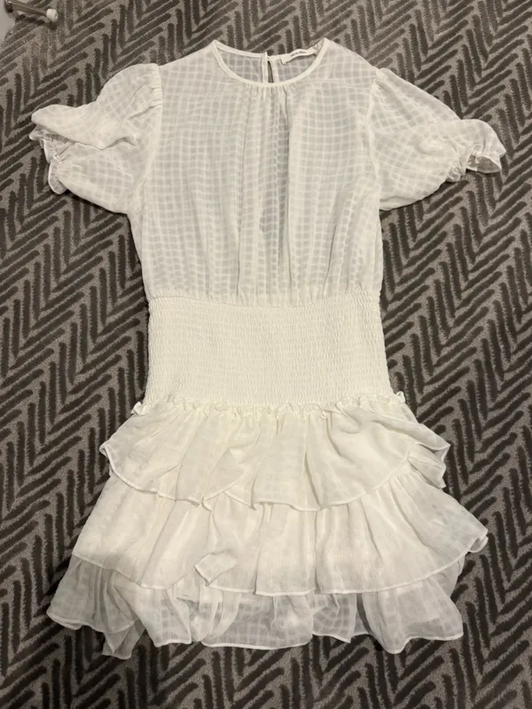 idem Ditto White Ruffled Tiered Smocked Waist Dress - Image 2