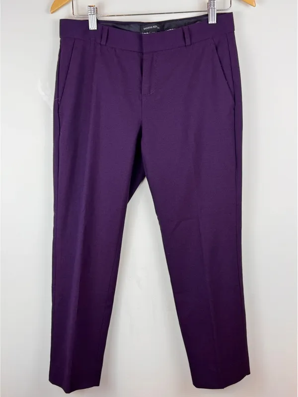 Banana Republic Avery Pants Purple Petite 2 Straight Leg Career Trousers - Image 2