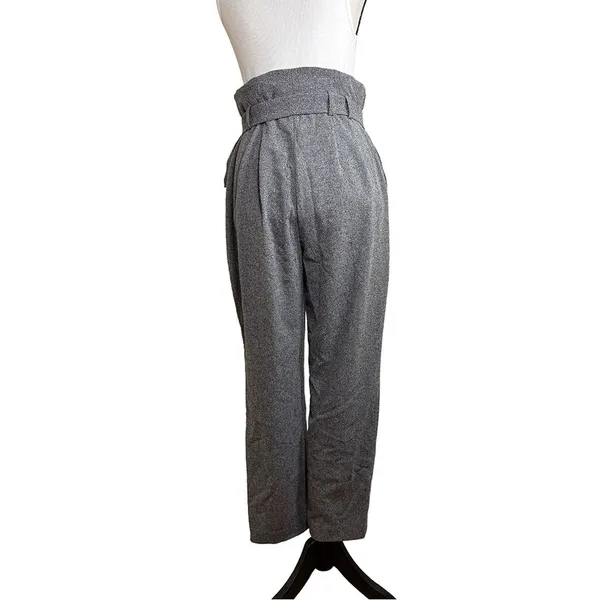 Express Gray Paperbag Waist Ankle Pants | High Rise Belted | Size 8 - Image 11