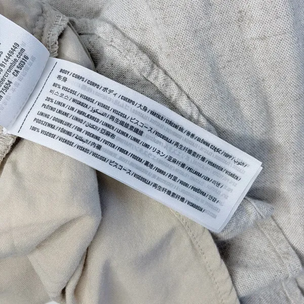 Abercrombie‎ & Fitch Cream Linen Blend Mini Dress - Image 7